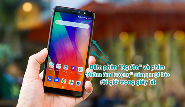 Sử dụng nút nguồn và nút âm lượng để chụp màn hình Vsmart