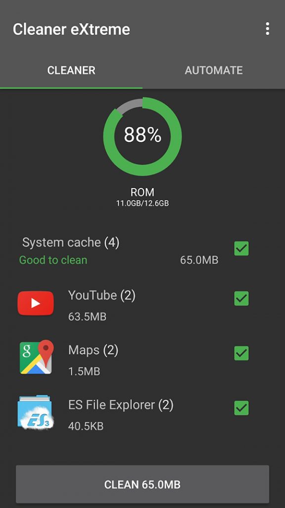 Sử dụng Cleaner eXtreme dọn rác Android