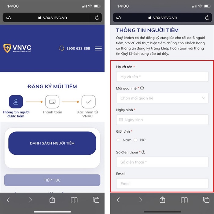 đăng ký tiêm chủng vắc xin phòng Covid-19