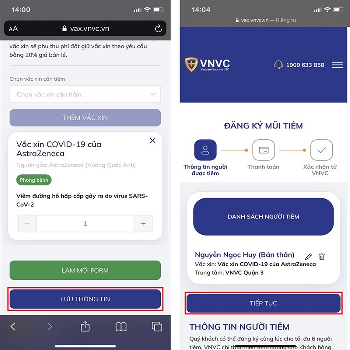 đăng ký tiêm chủng vắc xin phòng Covid-19