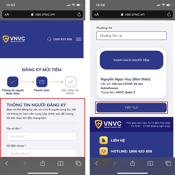 đăng ký tiêm chủng vắc xin phòng Covid-19