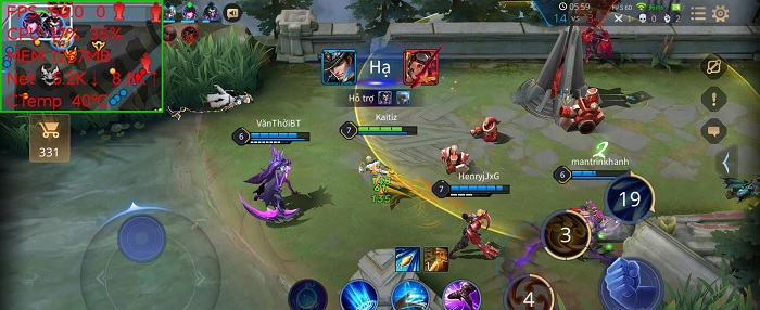 Tốc độ khung hình ổn định ở mức 60 - 61 FPS