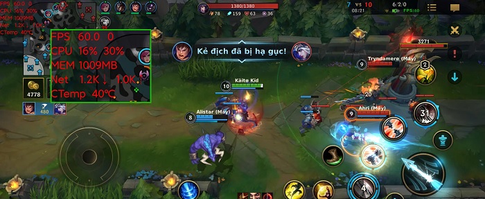 Kết quả kiểm tra cho thấy, trong quá trình chơi game tốc độ khung hình luôn được duy trì ở mức cao, ổn định từ 60 đến 61 FPS