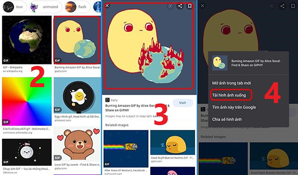 Cách tải ảnh GIF về điện thoại Android qua Google