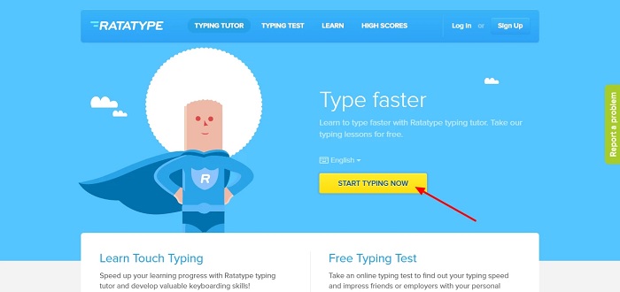 Giao diện website Ratatype