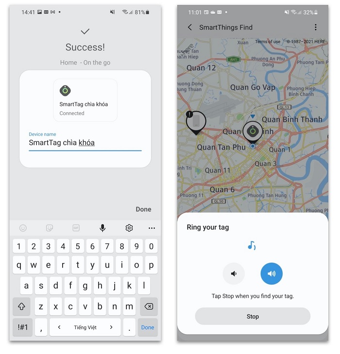 Trong trường hợp dùng nhiều SmartTag các bạn có thể đặt tên cho từng thiết bị để quản lý chúng dễ dàng hơn. Một chiếc điện thoại có thể quản lý được tối đa 4 SmartTags