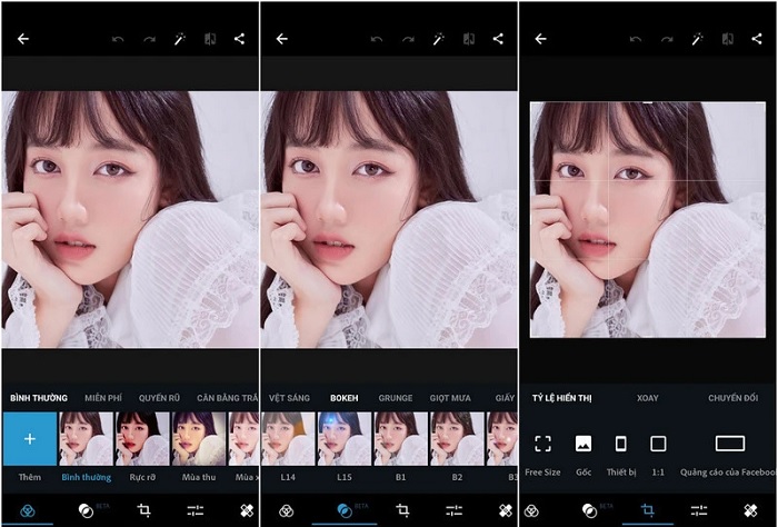 Giao diện ứng dụng Adobe Photoshop Express