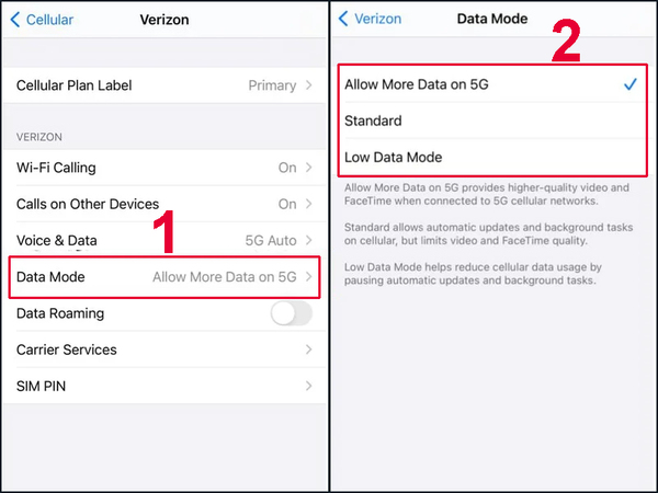 bật 5g trên iphone