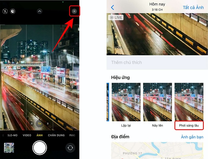 Bật tính năng live photo trong ứng dụng Camera