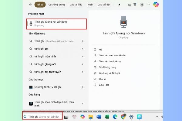 Mở Trình ghi Giọng nói Windows
