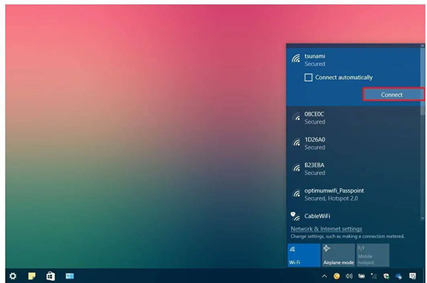 Cách mở Wifi trên laptop qua biểu tượng Wifi trên màn hình