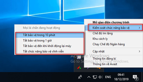 Hướng dẫn tắt Avast Free Antivirus hoàn toàn trên Win 10
