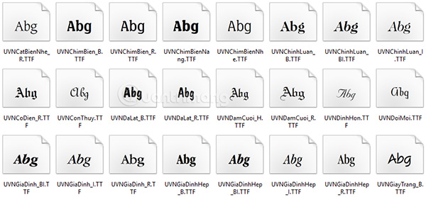 Cần xác định tên gọi chính xác của font chữ cần cài cho Windows 7
