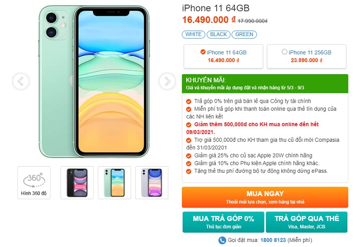 Ưu đãi hấp dẫn khi mua iPhone 11 64GB tại Viettel Store