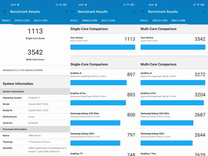 Điểm hiệu năng của Mi 11 5G trên Geekbench