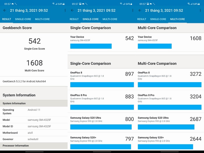 Điểm hiệu năng bằng phần mềm GeekBench 5