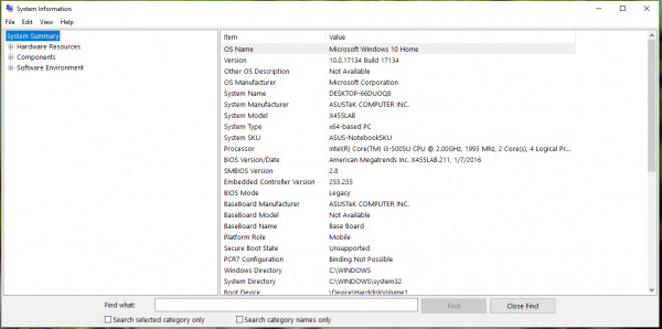 Cách kiểm tra tên laptop, cấu hình máy bằng lệnh msinfo32 (1)