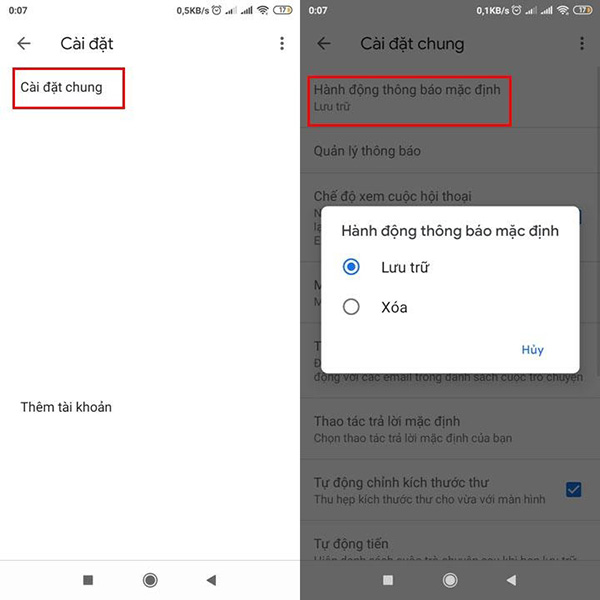 Chọn Cài đặt chung rồi chọn Lưu trữ