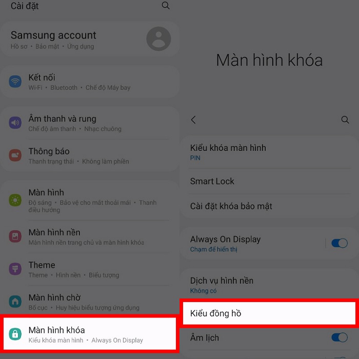 Thay đổi kiểu đồng hồ