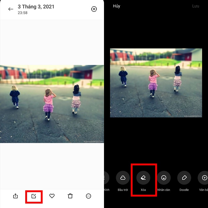 Chọn tính năng xóa