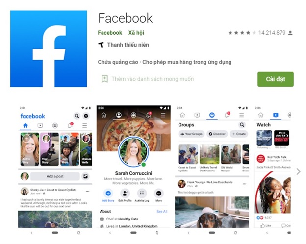 Ứng dụng Facebook trên kho ứng dụng
