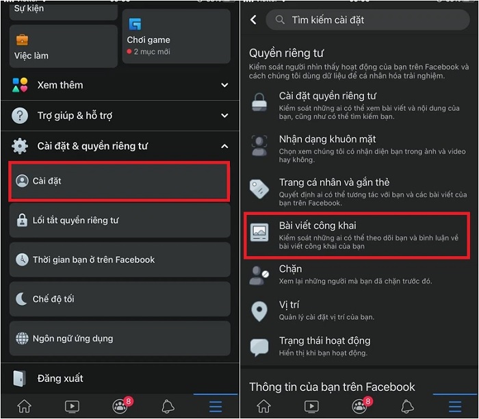Thay đổi bình luận trên bài viết công khai