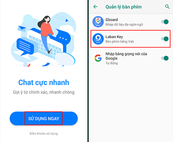 Chọn công cụ LaBan Key trên bộ gõ của thiết bị Android