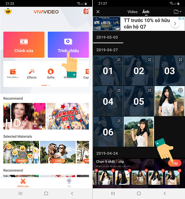 Làm video từ ảnh với VivaVideo (1)