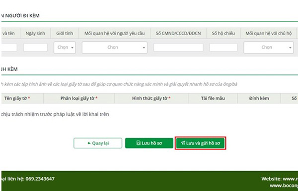Lưu lại và gửi hồ sơ đi.