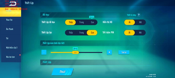 Cài đặt cấu hình game Zing Speed Mobile