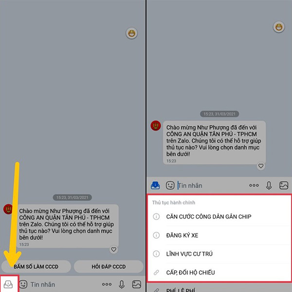 Chọn vấn đề bạn muốn hỏi với công an nơi bạn sinh sống.