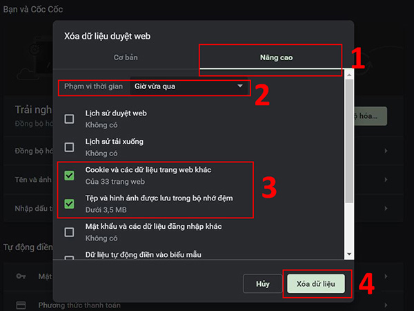 Hãy thử xóa dữ liệu lịch sử cookie, cache trên trình duyệt web