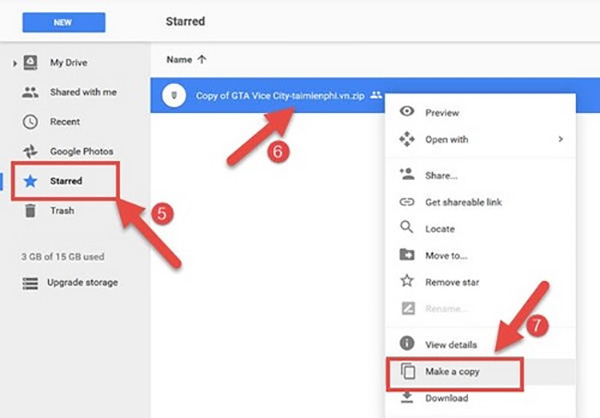 Sao chép file dữ liệu trên Google Drive sang bản khác