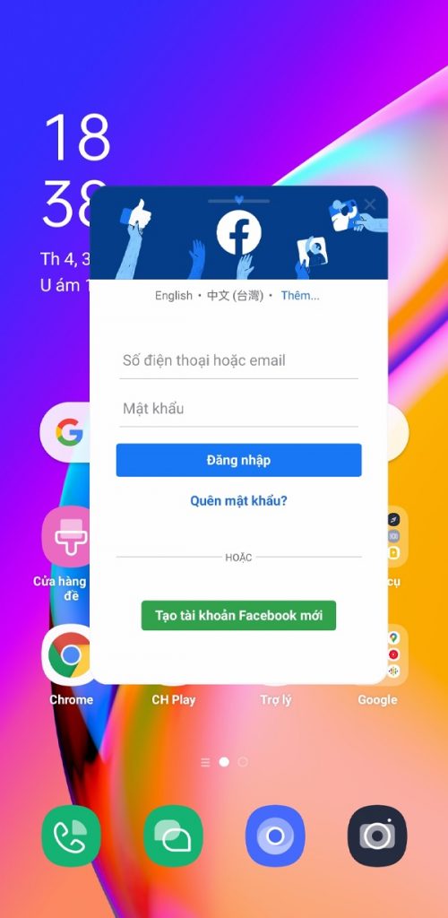 ... và chạy Facebook ở chế độ cửa sổ