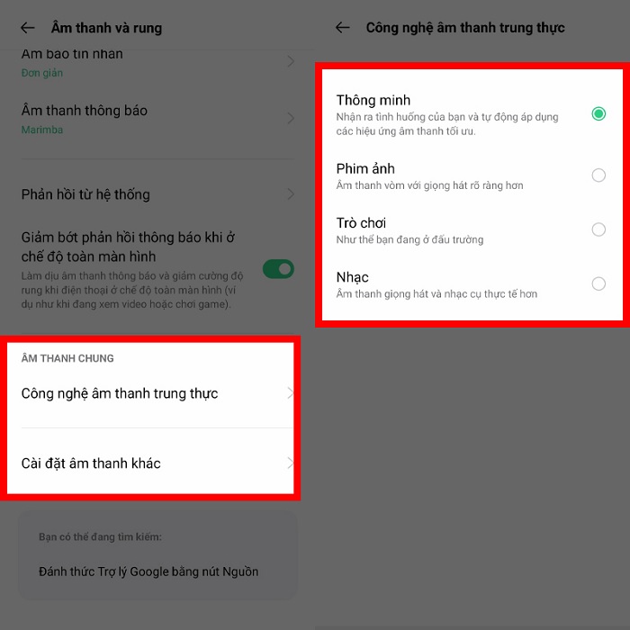 Tùy chọn chế độ âm thanh
