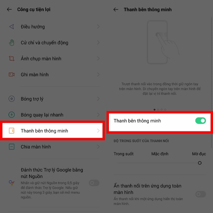 Bật thanh thông minh trên OPPO A94