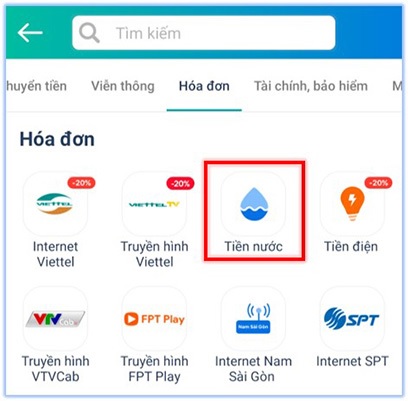 Chọn tiền nước