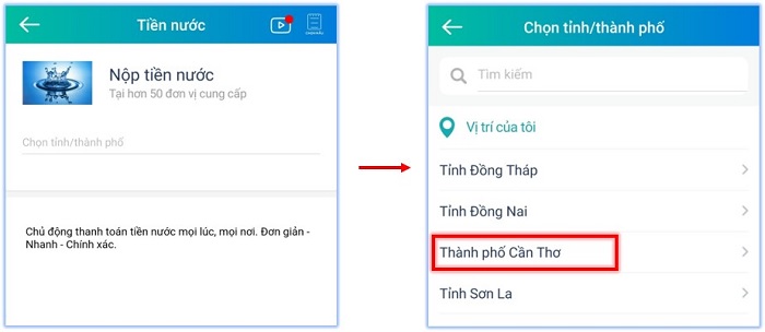 Chọn tỉnh/thành phố