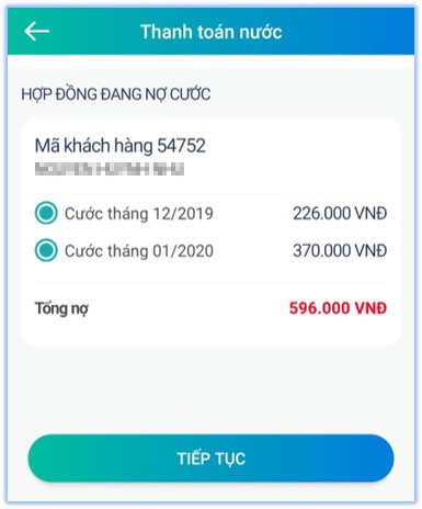 Nhấn tiếp tục nếu thông tin chính xác