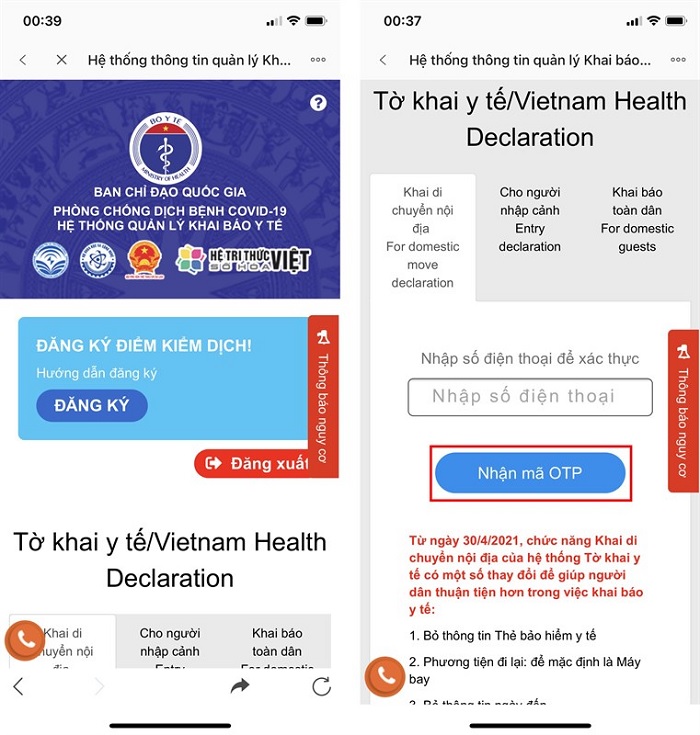 Nhập số điện thoại để nhận mã OTP