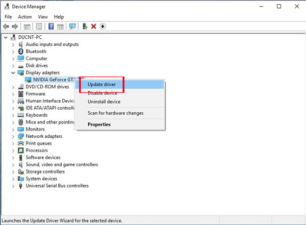 Hãy thử Cài đặt lại bản driver cập nhật xem sao