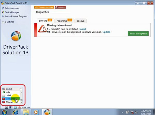 Cài đặt driver wifi cho win 7 với DriverPack Solution (1)