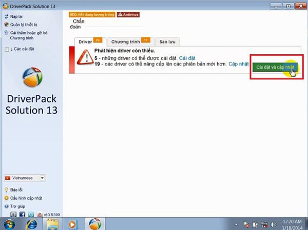 Cài đặt driver wifi cho win 7 với DriverPack Solution (2)