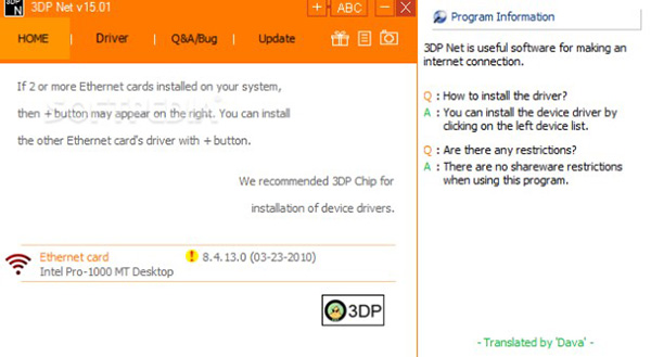 Cài đặt driver wifi và driver mạng với 3DP Net trên Win 7 
