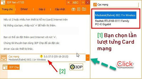 Cài đặt driver wifi và driver mạng với 3DP Net trên Win 7 (2)