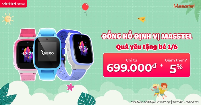 Đồng hồ định vị Masstel - Quà yêu tặng bé 1/6 giá chỉ từ 699.000 đồng