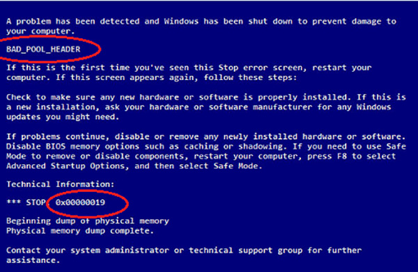 Lỗi BAD_POOL_HEADER có thể là nguyên nhân khiến màn hình máy tính bị xanh