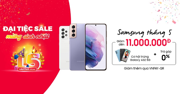 Mừng sinh nhật Viettel Store 15 năm, mua Samsung trúng Samsung Galaxy A32 5G