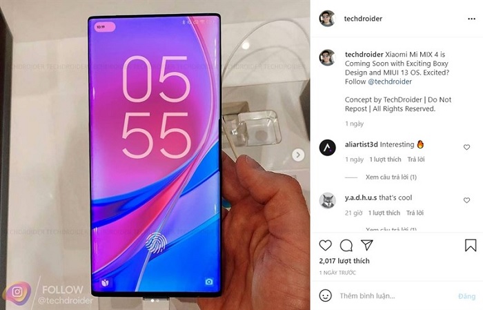 Ảnh Mi MIX 4 được techdroider đăng tải