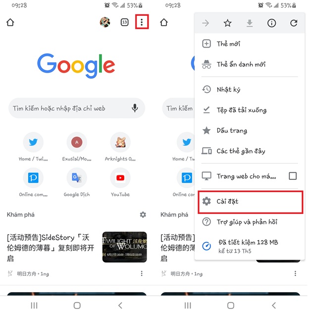bật tính năng chặn quảng cáo của Chrome trên Android